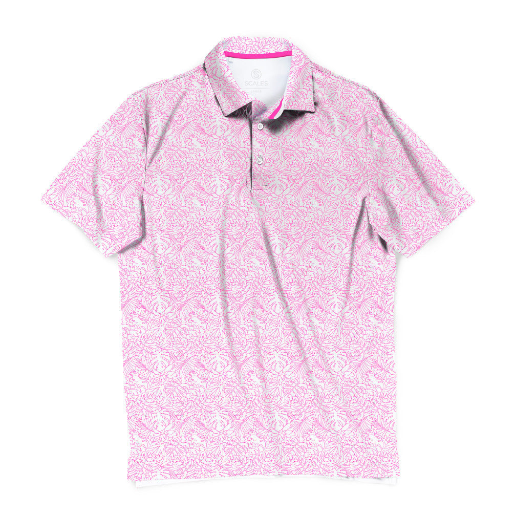Simple Days Polo - White / Hot Pink / S