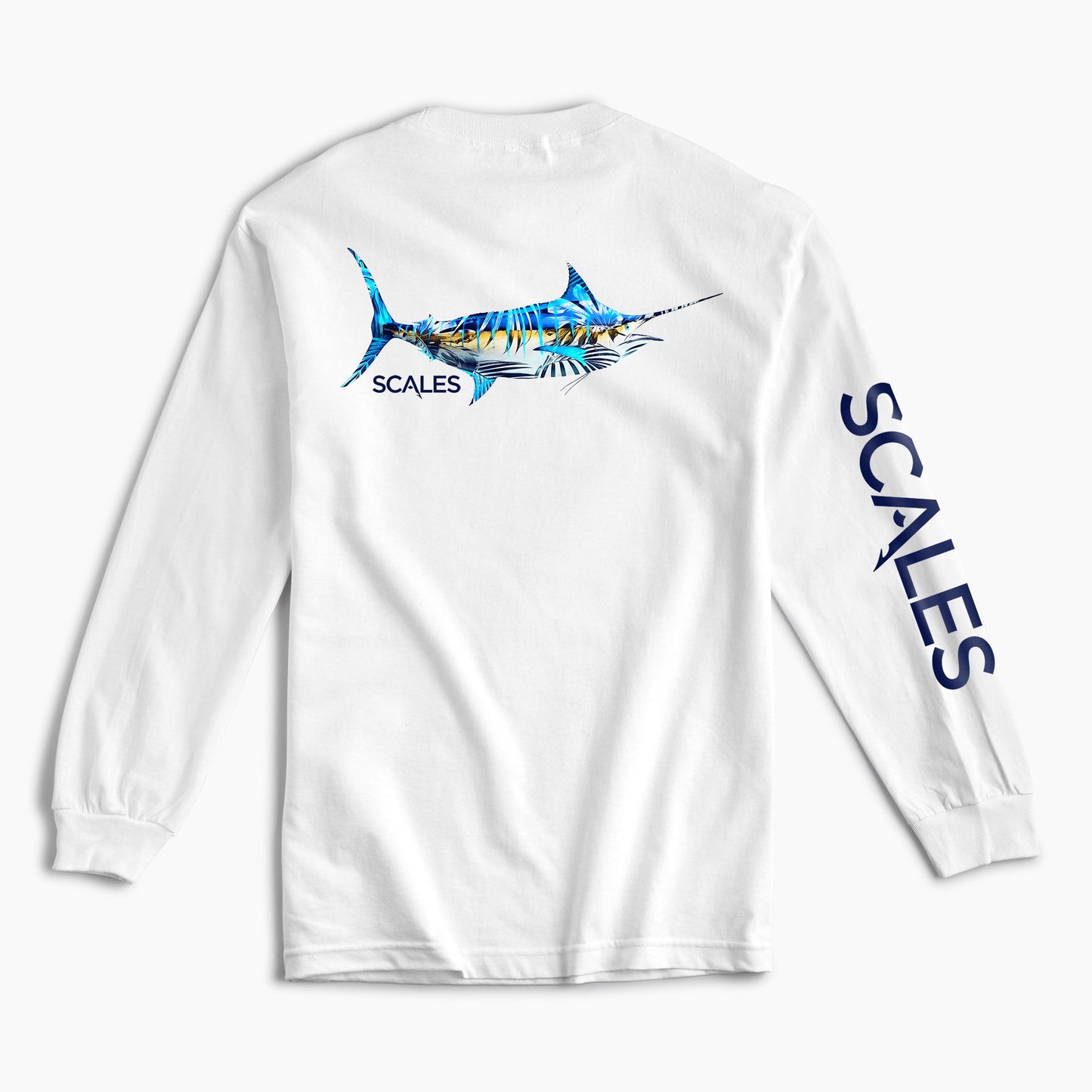 Scales Tropical Marlin Long Sleeve in White Size XL